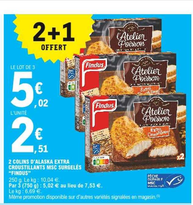 2 Colins D'alaska Extra Croustillants Msc Surgelés "findus"