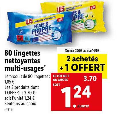 80 lingettes nettoyantes multi-usages