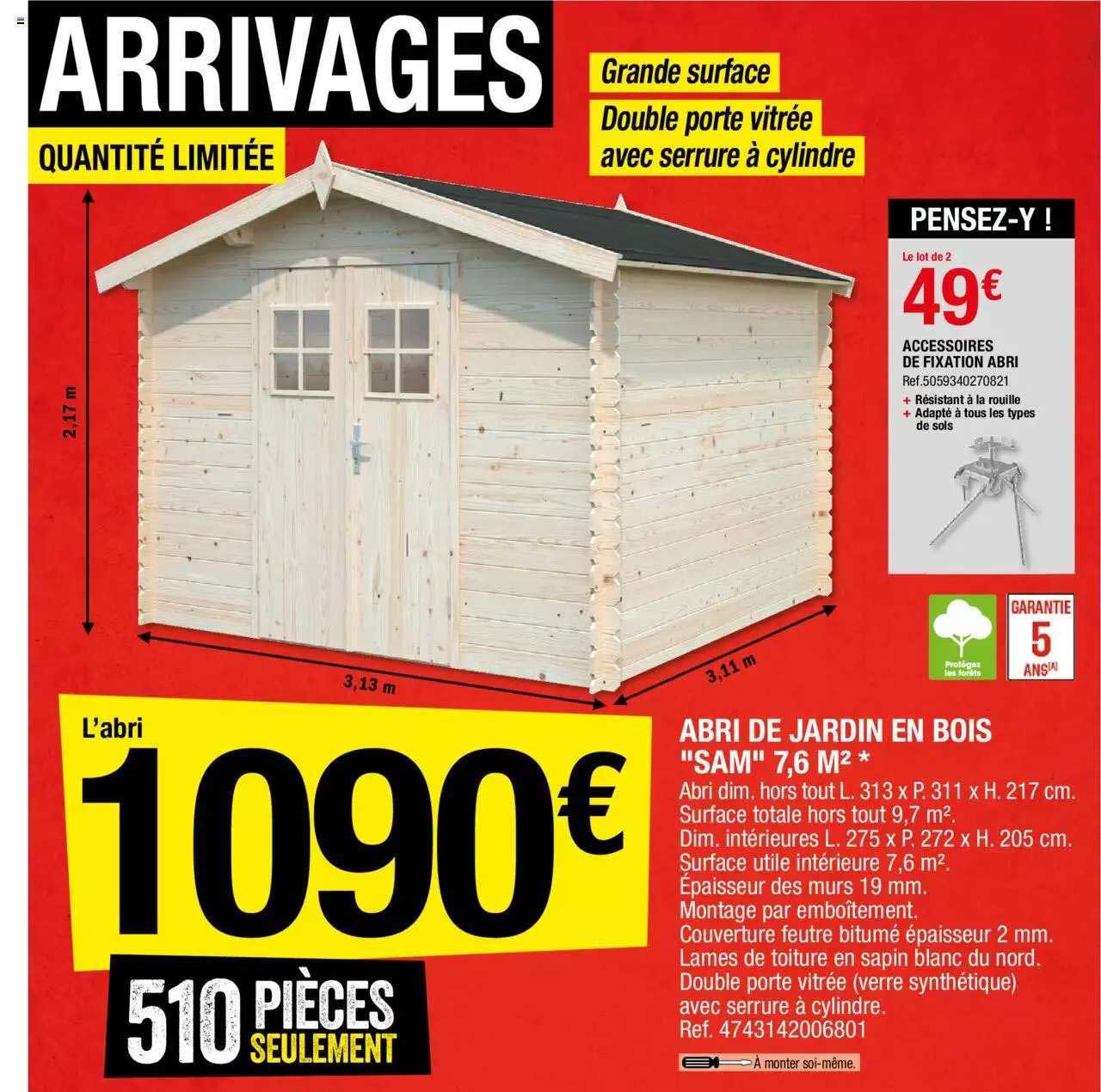 Abri De Jardin En Bois "sam" 7,6 M²