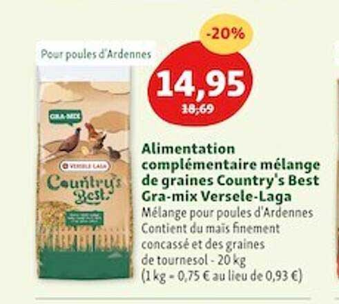 alimentation complémentaire mélange de graines country's best gra-mix versele-laga