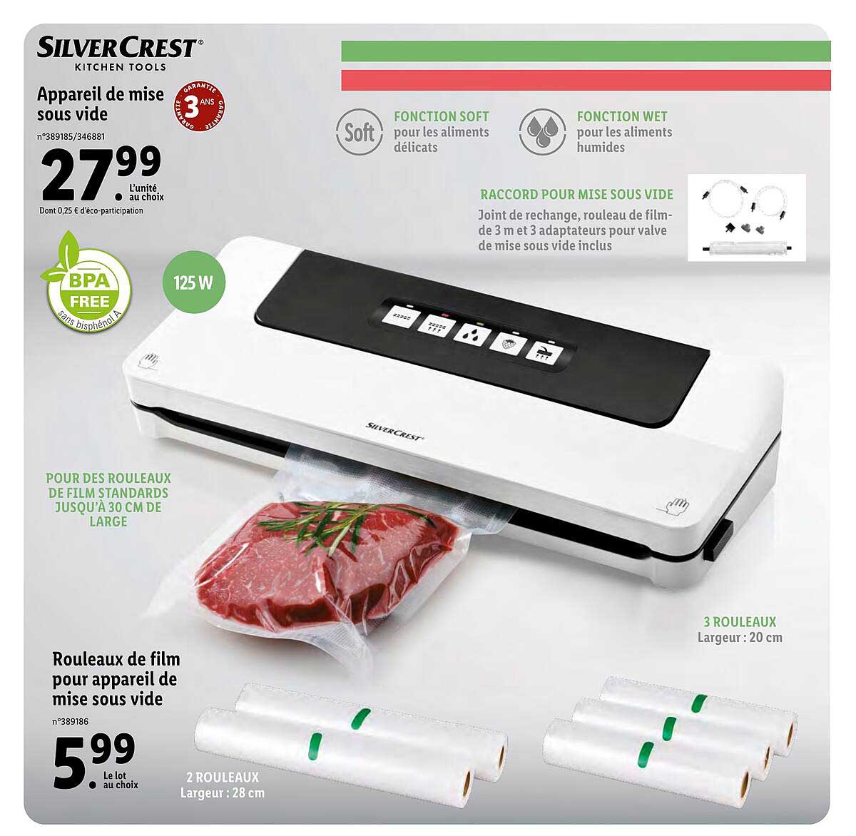 appareil de mise sous vide silver crest, rouleaux de film pour appareil de mise sous vide