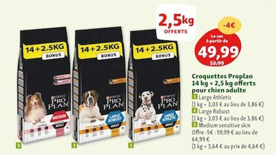Croquettes Proplan 14 Kg + 2,5 Kg Offerts Pour Chien Adulte
