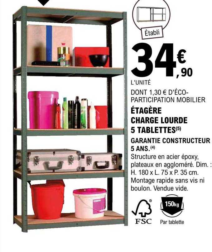 étagère Charge Lourde 5 Tablettes