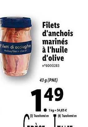 filets d'anchois marinés à l'huile d'olive