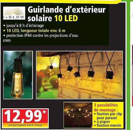 guirlande d'extérieur solaire 10 led i-glow