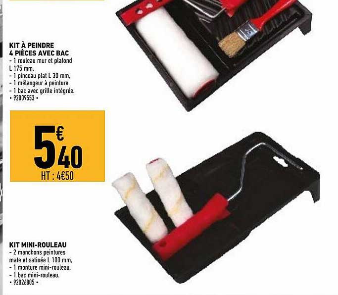 kit à peindre 4 pièces avec bac, kit mini-rouleau