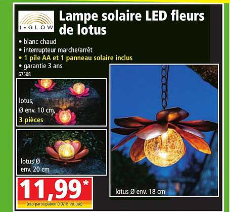 lampe solaire led fleurs de lotus i-glow