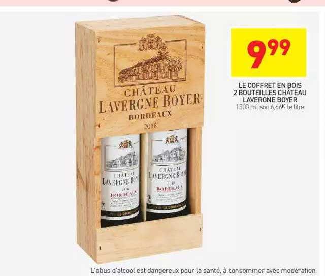 le coffret en bois 2 bouteilles château lavergne boyer