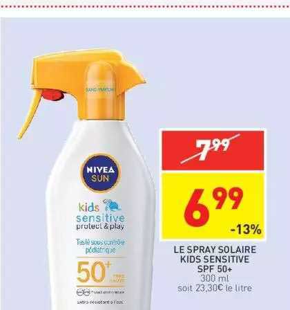 le spray solaire kids sensitive spf 50+ nivea