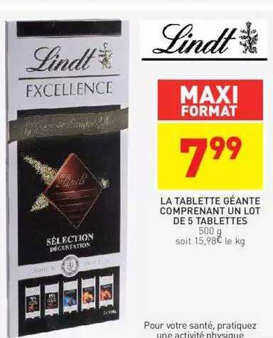 Le Tablette Géante Comprenant Un Lot De 5 Tablettes Lindt