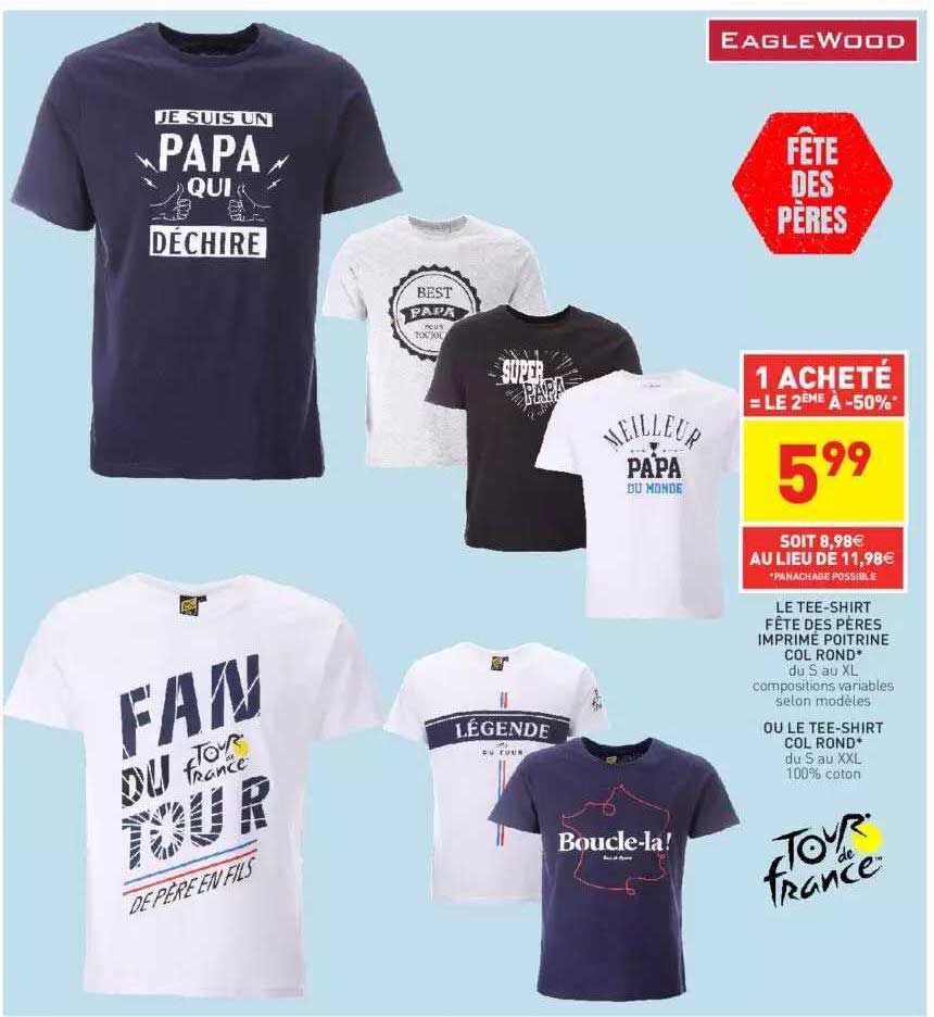 le tee-shirt fête des pères imprimé poitrine col rond