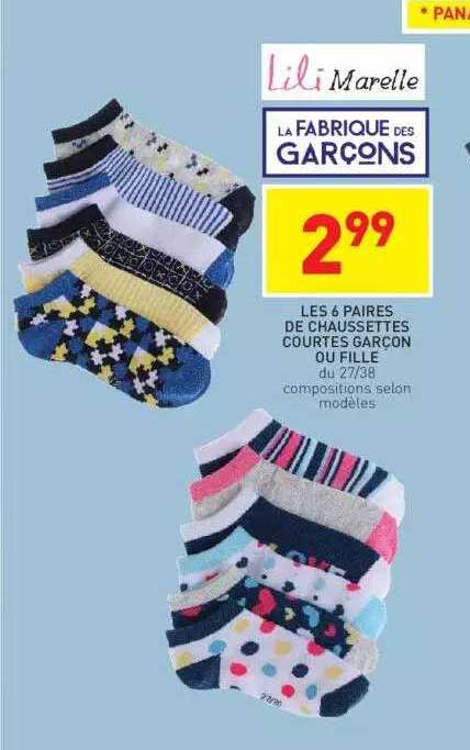 les 6 paire de chaussettes courtes garçon ou fille lili marelle, la fabrique des garçons