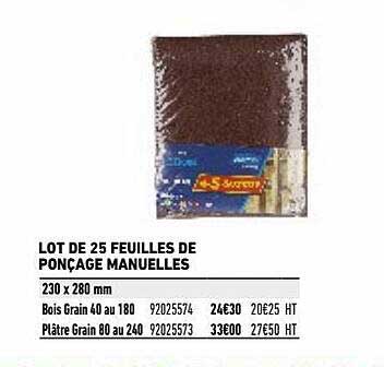 lot de 25 feuilles de ponçage manuelles