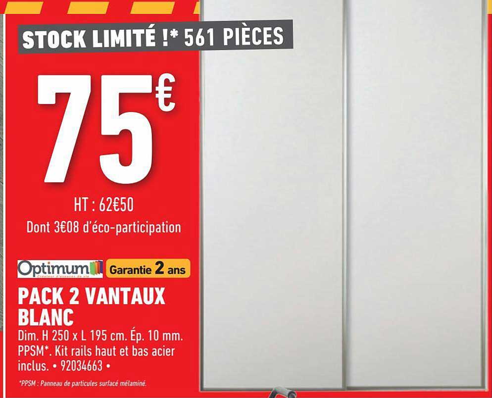 pack 2 vantaux blanc optimum
