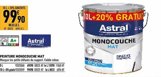 peinture monocouche mat astral