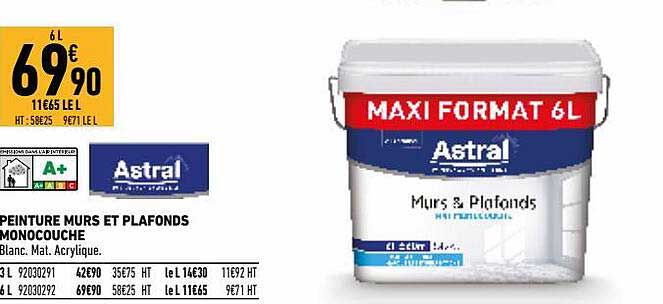 peinture murs et plafonds monocouche astral