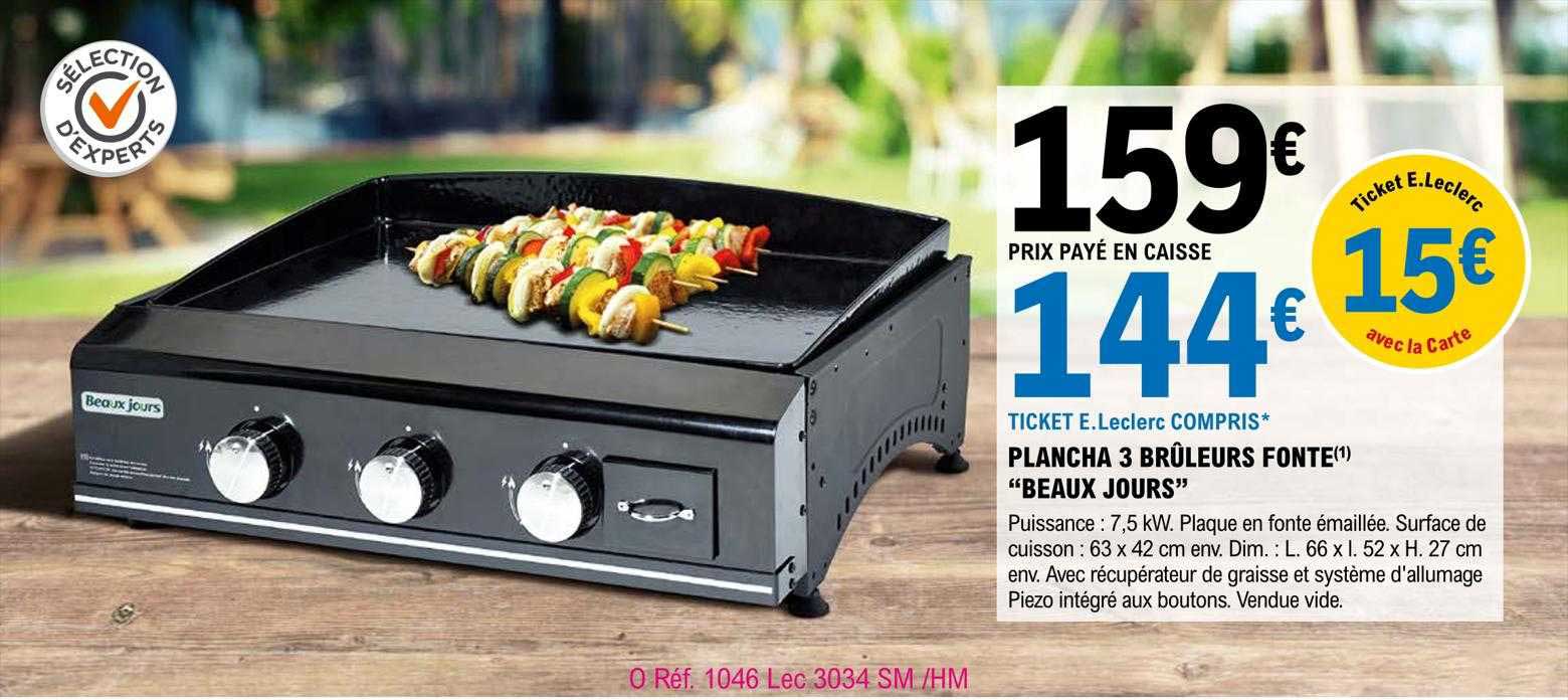 plancha 3 bruleurs fonte "beaux jours"