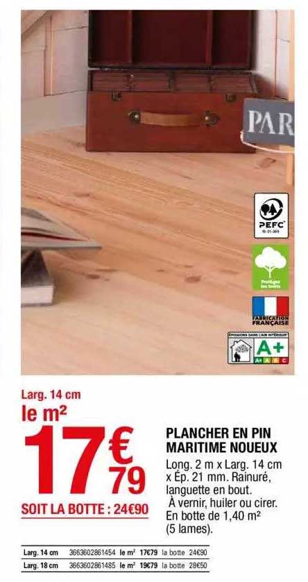 plancheur en pin maritime noueux