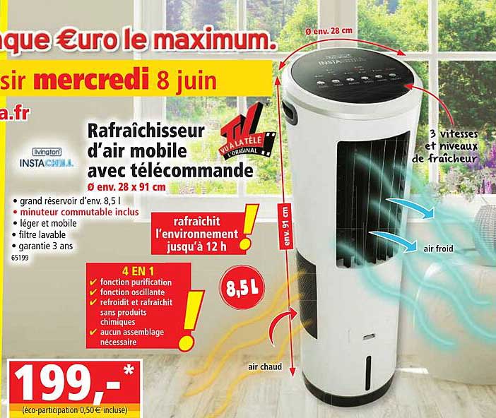 rafraîchisseur d'air mobile avec télécommande instachill