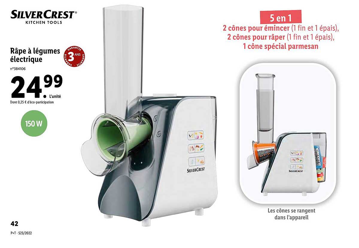 râpe à légumes électrique silver crest