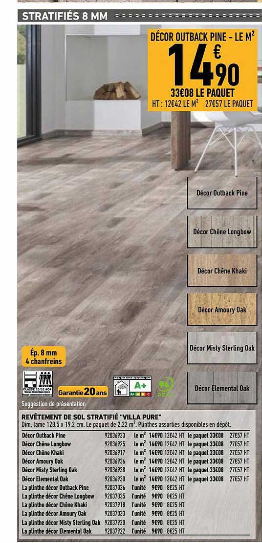 revêtement de sol stratifié "villa pure"