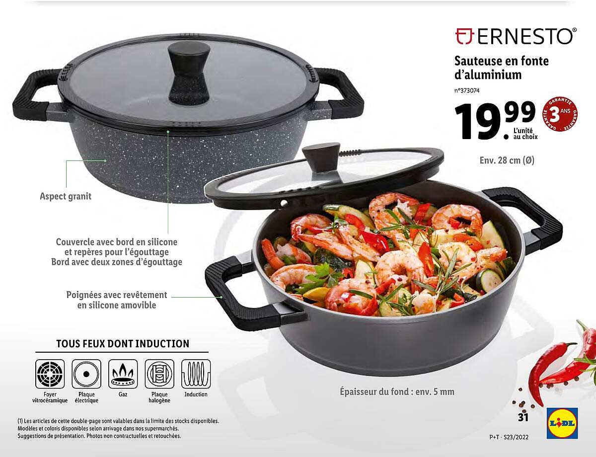 sauteuse en fonte d'aluminium ernesto
