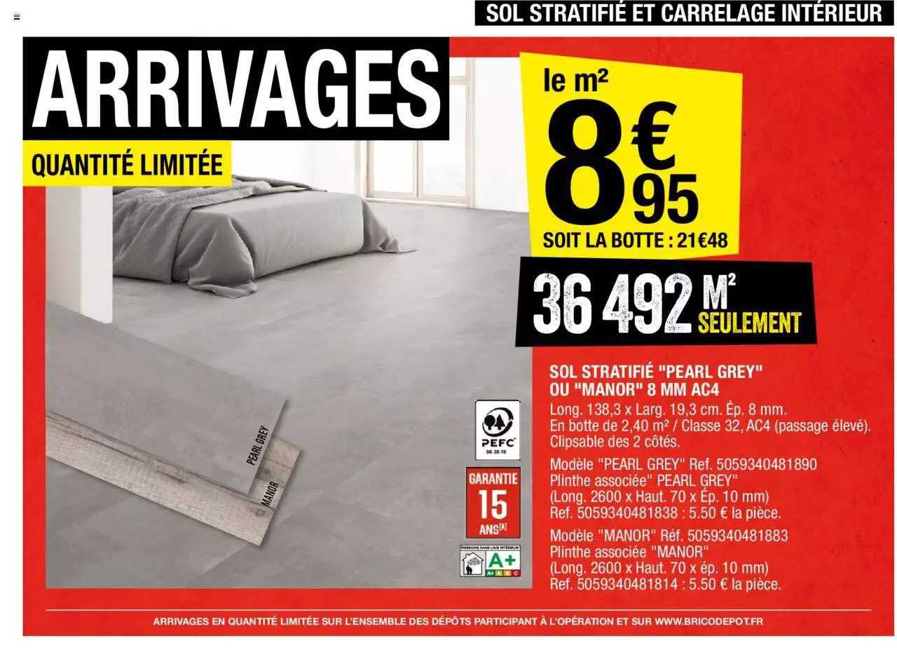 Sol Stratifié "pearl Grey" Ou "manor" 8 Mm Ac4