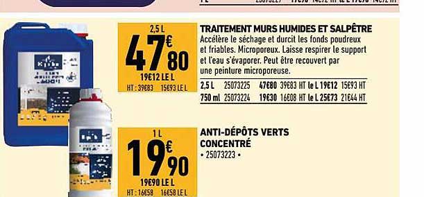 traitement murs humides et salpêtre, anti-dépôts verts concentré