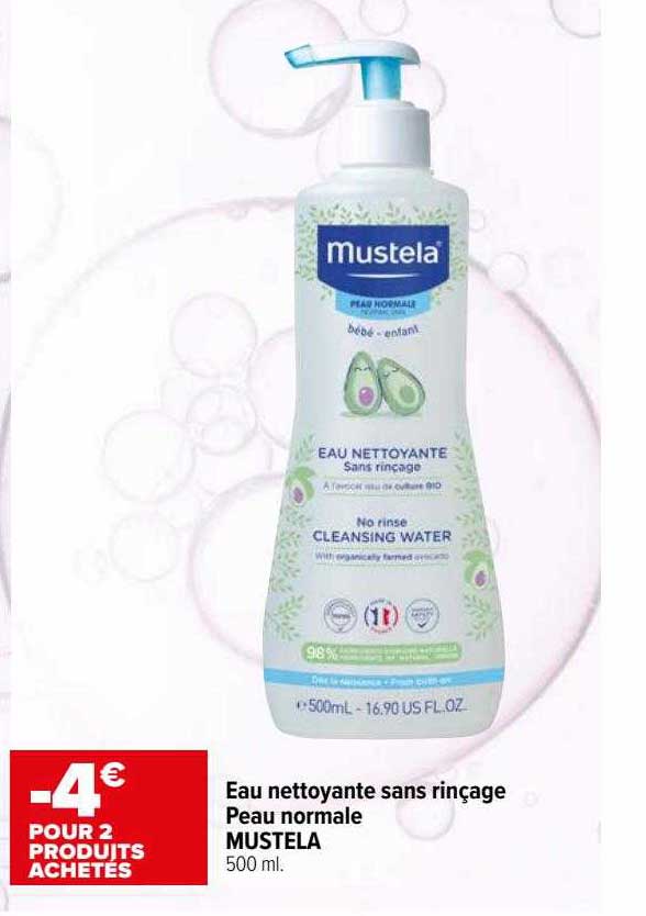 eau nettoyante sans rinçage peau normale mustela