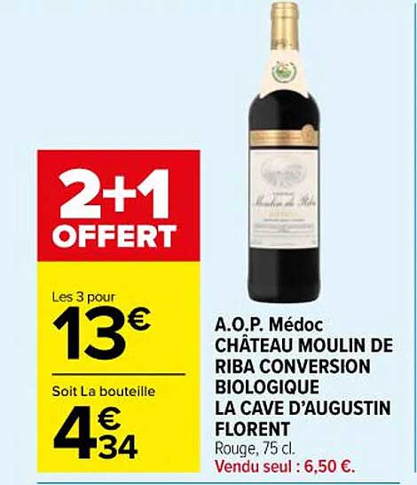 a.o.p. médoc château moulin de riba conversion biologique la cave d'augustin florent