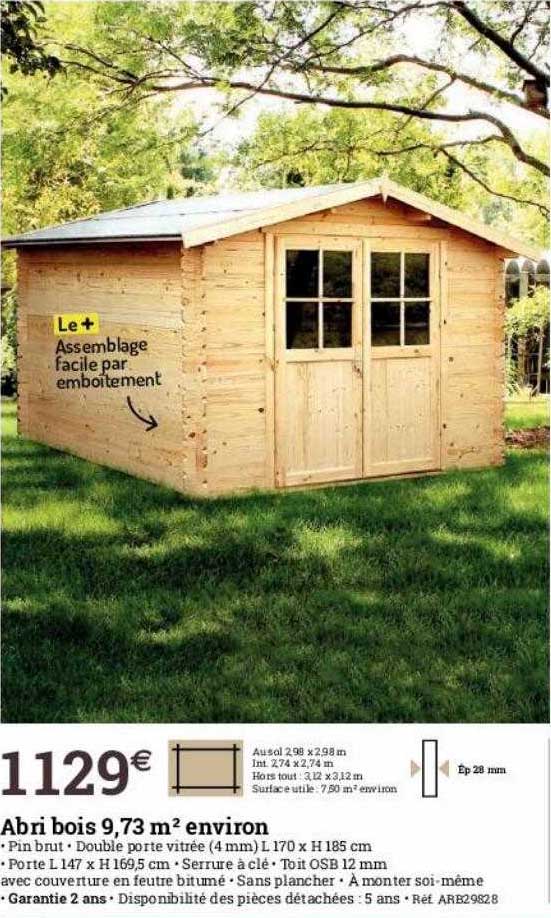 abri bois 9,73 m² environ