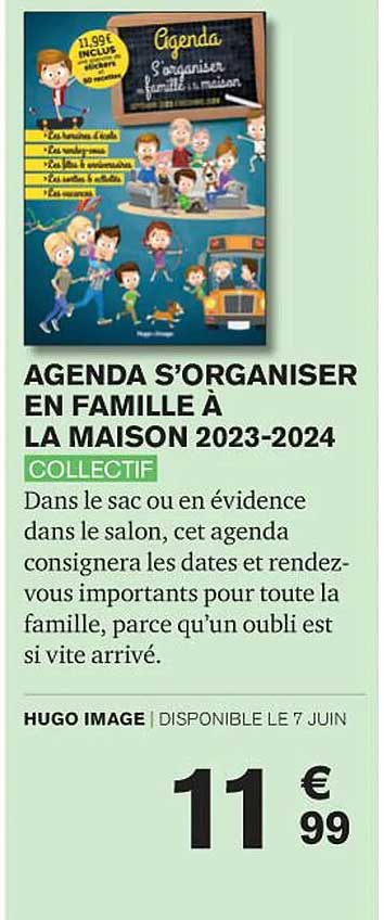agenda s'organiser en famille à la maison 2023-2024 - collectif