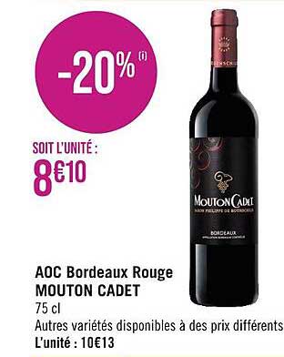aoc bordeaux rouge mouton cadet