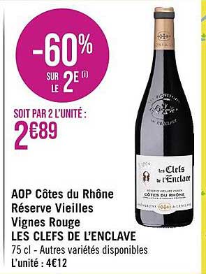 aop côtes du rhône réserve vieilles vignes rouge les clefs de l'enclave