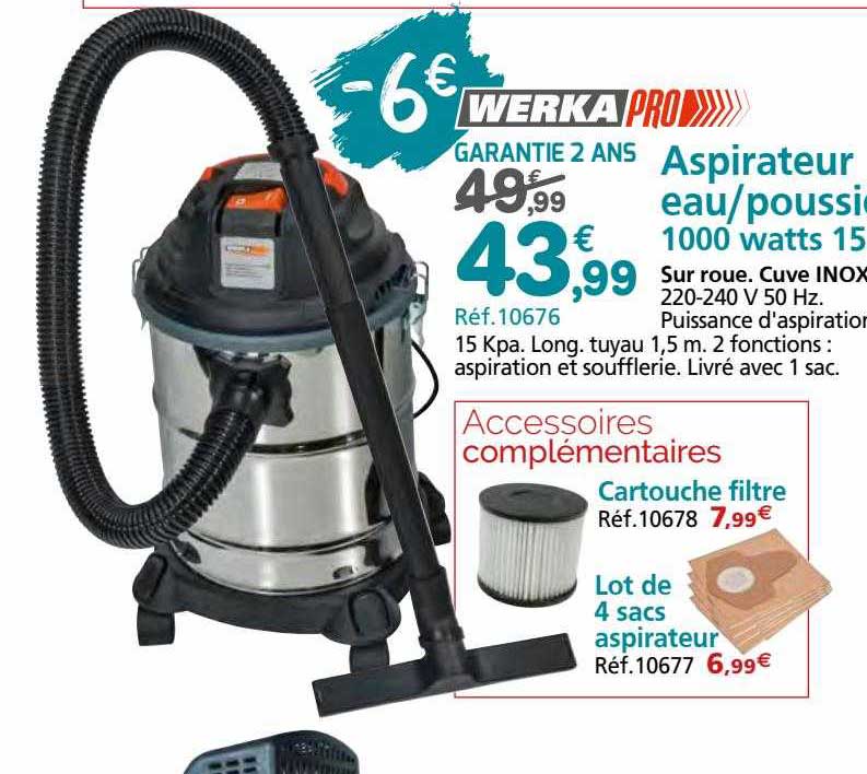 aspirateur eau-poussière 100 watts werka pro
