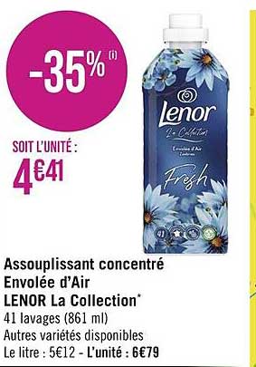 assouplissant concentré envolée d'air lenor la collection