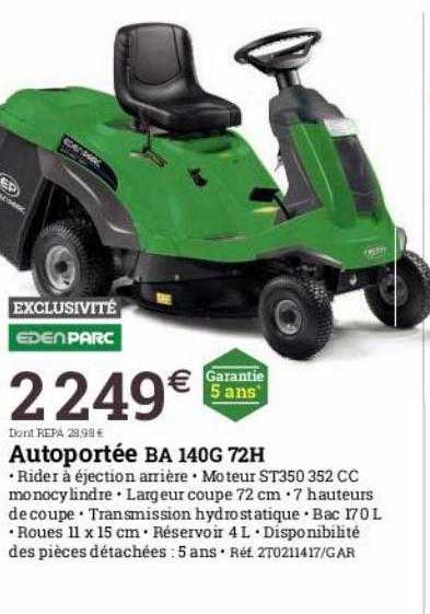 autoportée ba 140g 72h eden parc