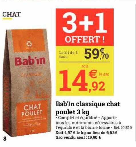 bab'In classique chat poulet 3 kg