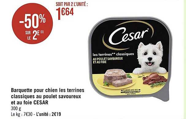 Barquette Pour Chien Les Terrines Classiques Au Poulet Savoureux Et Au Foie Cesar