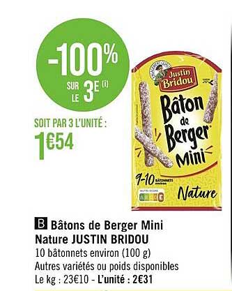 bâtons de berger mini nature justin bridou