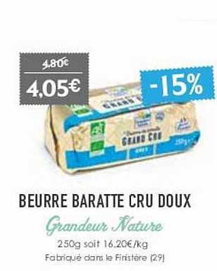 beurre baratte cru doux grandeur nature