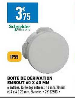boîte de dérivation embout 60 x 40 mm