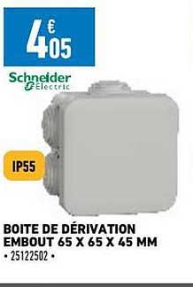 boîte de dérivation embout 65 x 65 x 45 mm
