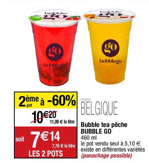 bubble tea pêche bubble go