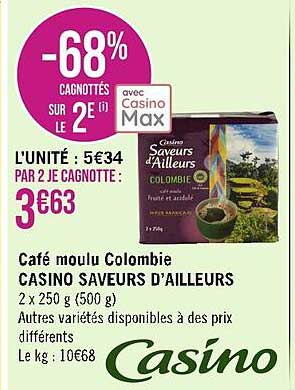 café moulu colombie casino saveurs d'ailleurs
