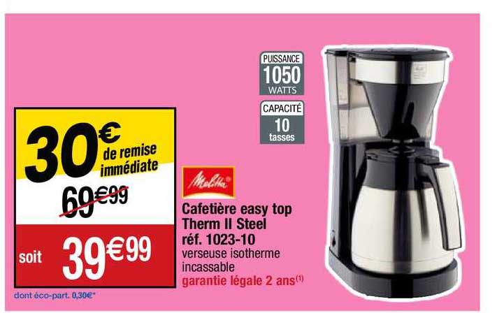 cafetière easy top therm II steel melitta