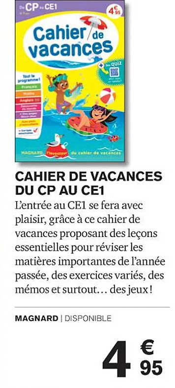 cahier de vacances du cp au ce1