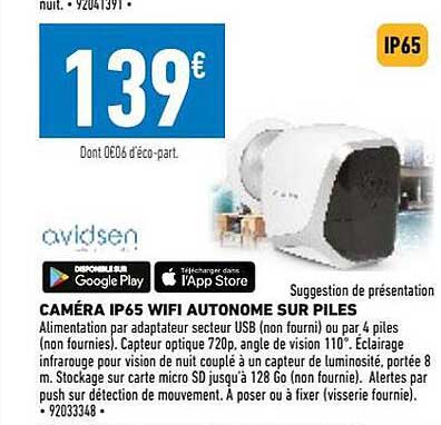 caméra ip65 wifi autonome sur piles