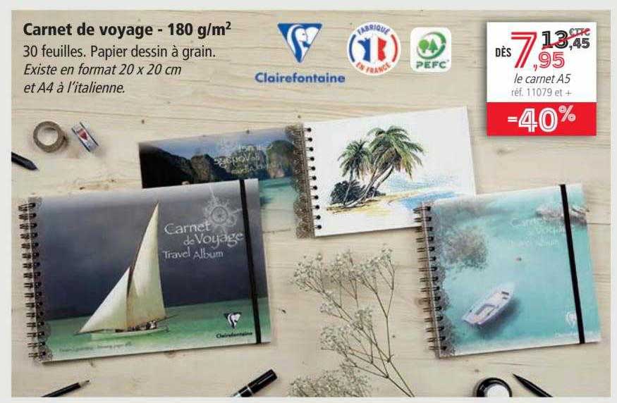 Carnet De Voyage - 180 G-m² Clairefontaine