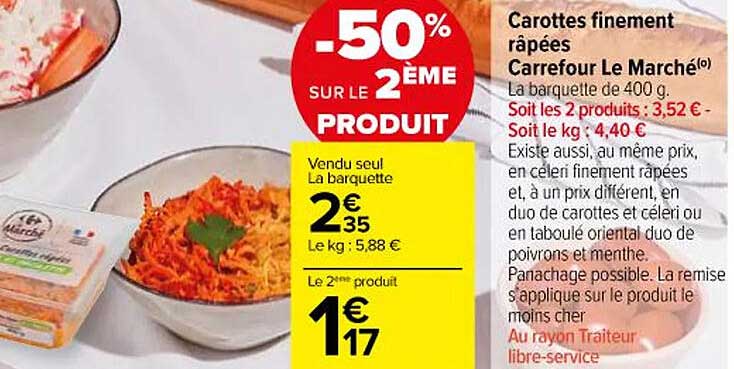 carottes finement râpées carrefour le marché